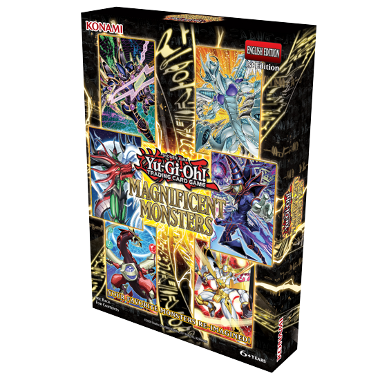 Yu-Gi-Oh! Magnificent Monsters sealed box, angled studio shot