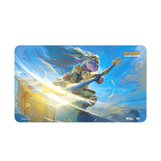 Riftbound: League of Legends TCG Unleashed playmat featuring Poppy, Keeper of the Hammer