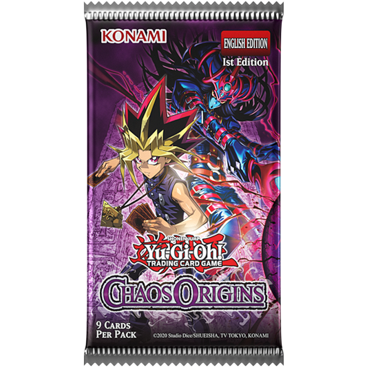 Yu-Gi-Oh! Chaos Origins sealed booster pack, front of pack