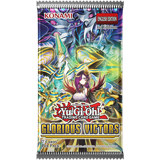 Yu-Gi-Oh! Glorious Victors sealed booster pack, front of pack