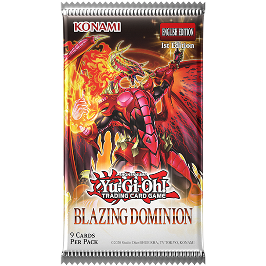 Yu-Gi-Oh! Blazing Dominion sealed booster pack, front of pack