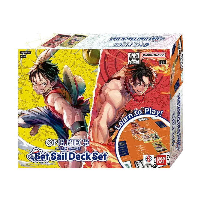 One Piece Card Game SD-01 Set Sail Deck Set bundle box, angled studio shot